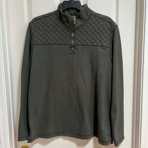 G. H. Bass Co. Men’s Shirt Pullover 1/4 Zip Green Long Sleeve Quilted Casual XL